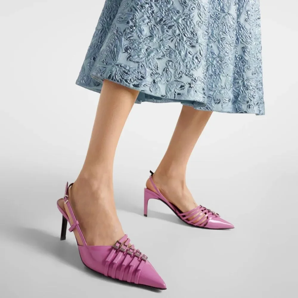 Gucci Seraphine 75MM Leather Slingback Pumps size 40
